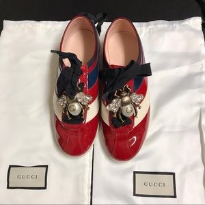 Authentic Gucci Falacer Patent Leather With Web